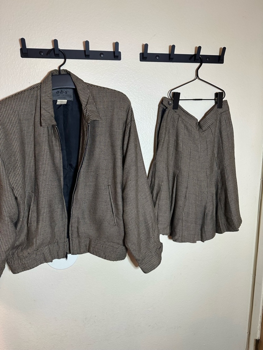 Vintage a.b.s. Clothing Two-Piece Houndstooth Jacket and Pleated skirt
